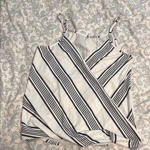 Amazon White and Black Wrap Tie Front Camisole